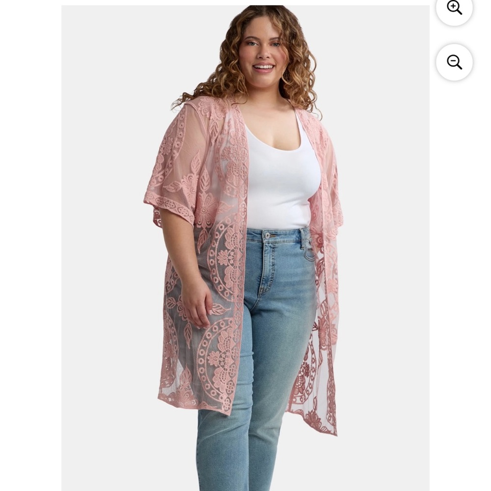 Pink Lace Kimono Cardigan size XXL to XXXL